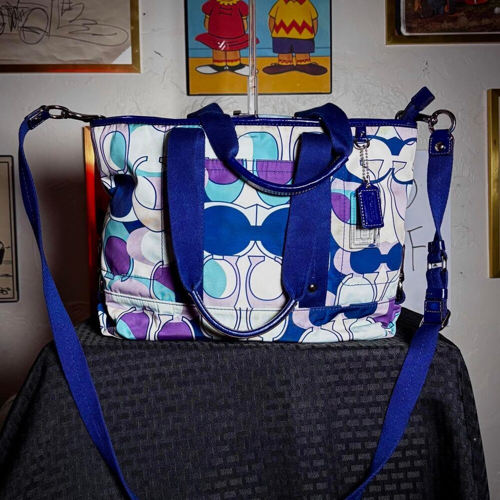 Coach Heritage Signature Stripe Multi-Blue Tote (Style No. F17178)